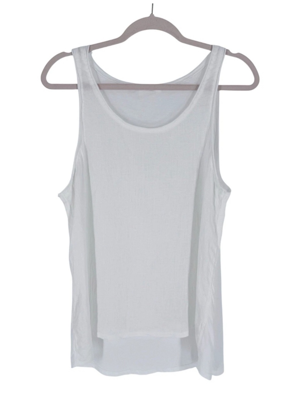 CP Shades Linen Tank Top Womens Size Large White Scoop Neck Sleeveless Blouse
